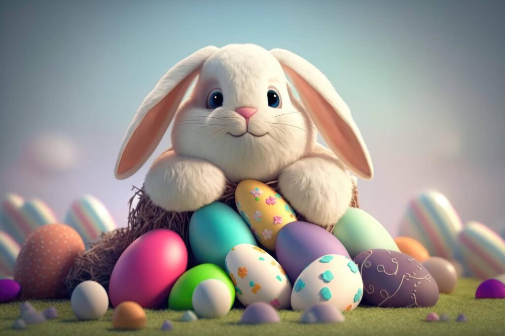 easter bunny with eggs