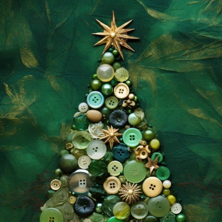 DIY Button Christmas tree art