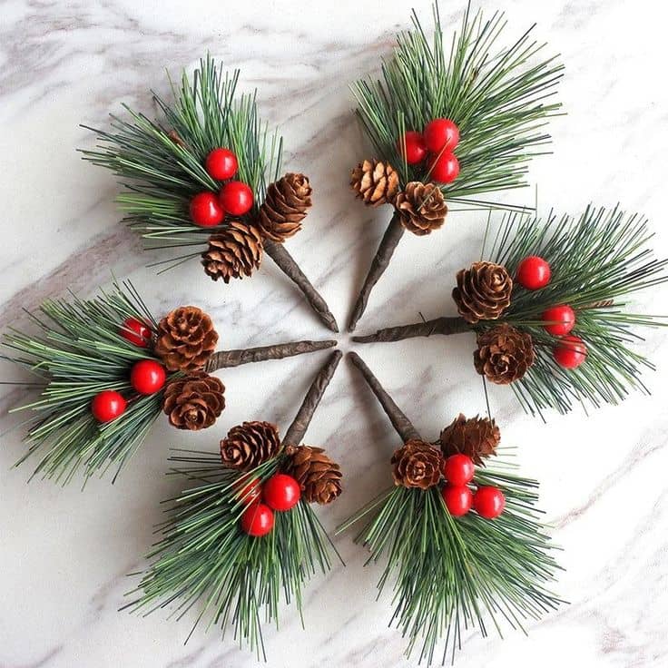 decorative berries and pinecones