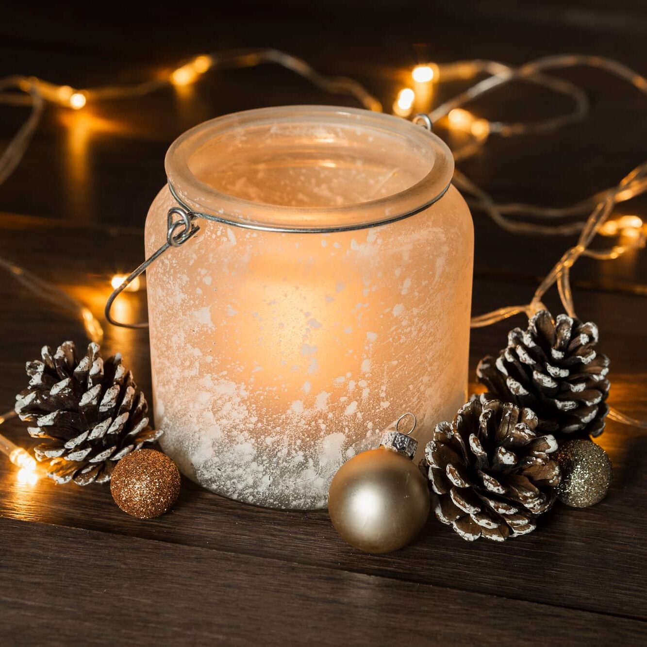 Frosted mason jar lanterns