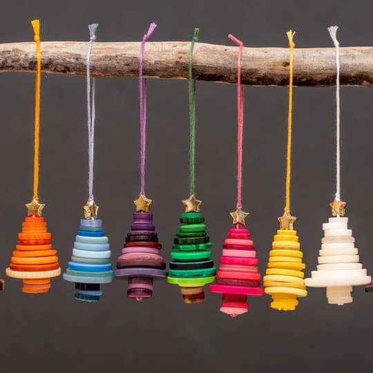 handmade button Christmas trees