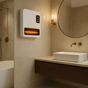 wall-mounted bathroom heater in luxurious bathroom